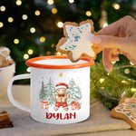 Personalised Cute Gingerbread Man 12 oz Cocoa Enamel Mug with Name Daily Use Christmas Gift for Kids Family