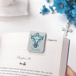 Personalisierte Multi-Flower Cross PU Leder magnetische Lesezeichen Clip mit Namen Weihnachten Geburtstag Geschenk für Bücherwürmer Lesen Liebhaber