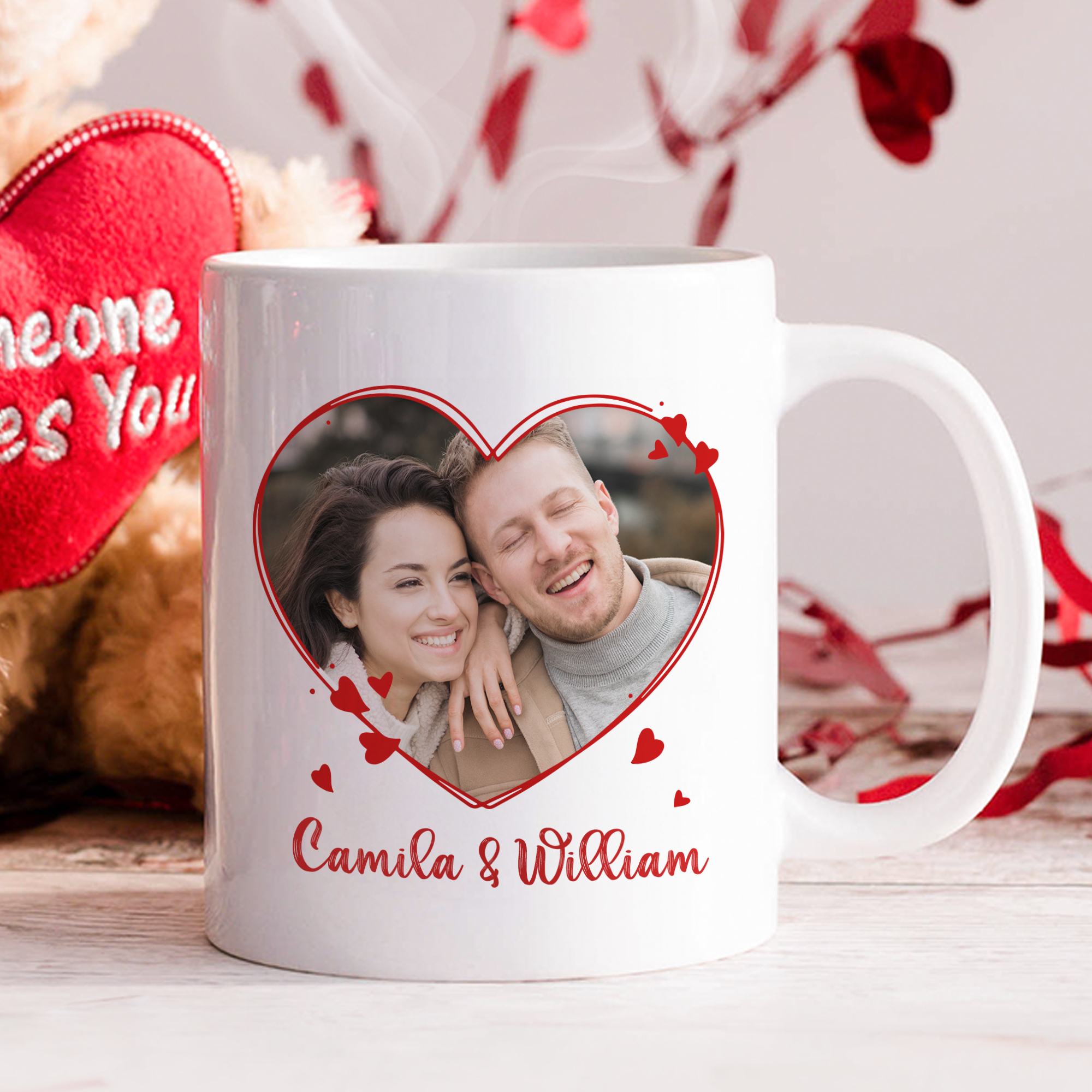Tasse à café en céramique 11 oz 15 oz avec noms Utilisation quotidienne Cadeau de Saint-Valentin pour les couples