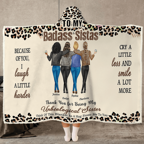 Personalised Leopard Print Cartoon Character Soft Hooded Blanket with Name Home Decor Birthday Christmas Gift for Best Friends Besties