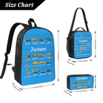 Personalised Multi-Color Children's Construction Vehicle Backpack Pencil Case Lunch Bag Set with Name Back-To-School Birthday Gift for Boys Girls
