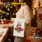 Personalized Long Tailed Marsupilami Merry Christmas Waffle Tea Towel with Name Kitchen Use Christmas Gift for Family Friend  | Callie × Marsupilami®