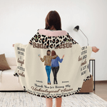 Personalized Leopard Print Cartoon Character Soft Hooded Blanket with Name Home Decor Birthday Christmas Gift for Best Friends Besties