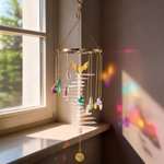 Personalized Photo Rainbow Stairs Paw Prints Heart Wings Wind Chime Sun Catcher with Text Memorial Sympathy Pet Loss Gift for Pet Owners