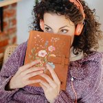 Personalized Wildflower PU Leather Notebook Cover Pencil Sketchbook Storage with Name Birthday Christmas Gift for Women Writers Sketchers