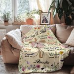 Personalised Birth Flower God Says I Am Bible Soft Throw Blanket with Name Birthday Baptism Gift for Christians Family Friends