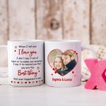 Henkilökohtainen sydänlinja valokuva 11 oz 15 oz Keraaminen kahvimuki nimillä Päivittäinen käyttö Ystävänpäivä lahja pariskunnille