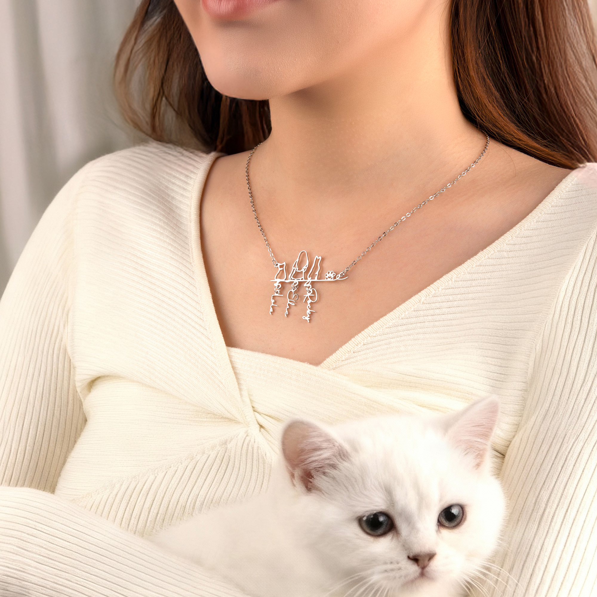 ALBERTBAND Collana Personalizzata in Argento 925 Ciondolo a Cuore con Nomi Incisione Collana per Donna Madre Figlia Regalo per Festa Della Mamma San Valentino (#2cuore