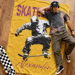 Personalized Skateboard Silhouette Soft Throw Blanket with Name Home Decor Christmas Birthday Gift for Family Friends Kids Teenagers