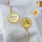 Personalized Hexagram Guardian Energy Coin Medal Necklace with Birthstone Dainty Family Jewelry Birthday Anniversary Gift for Women Men