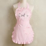 Personalised Cute Bow Ruffle Apron with Name Heart Pocket and Adjustable Neck Strap Birthday Housewarming Christmas Gift for Woman Mom Wife