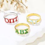 Personalisierte Sorority Emaille griechischen Buchstaben Ring mit eingraviertem Text Bid Day Graduierung Geburtstag Geschenk für Freunde Mädchen