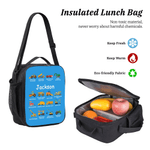 Personalised Multi-Color Children's Construction Vehicle Backpack Pencil Case Lunch Bag Set with Name Back-To-School Birthday Gift for Boys Girls