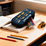 Personalised Multi-Color Children's Construction Vehicle Backpack Pencil Case Lunch Bag Set with Name Back-To-School Birthday Gift for Boys Girls