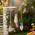 Personalized Photo Rainbow Stairs Paw Prints Heart Wings Wind Chime Sun Catcher with Text Memorial Sympathy Pet Loss Gift for Pet Owners