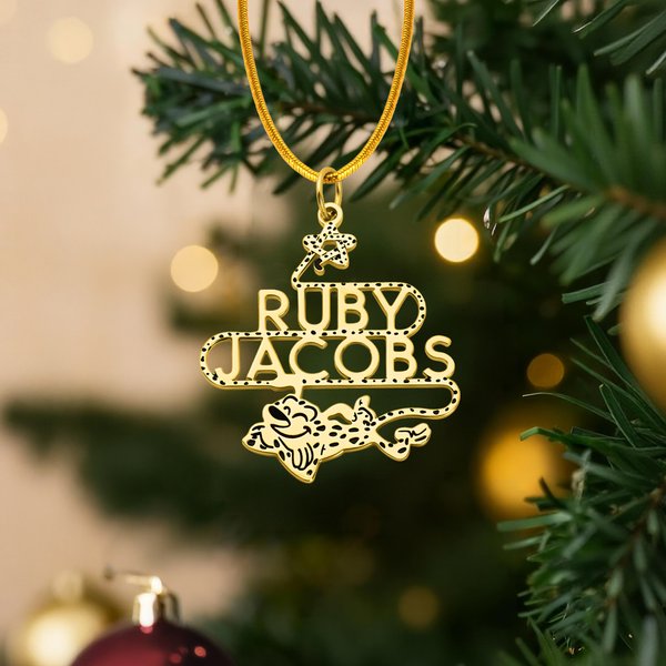 Adorno de Navidad Personalizado de Leopardo de Cola Larga Mateo con Nombre Regalo de Navidad para Familia Amigos | Callie × Marsupilami