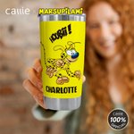 Personalisierte niedlichen langen Schwanz Marsupilami 20 oz Becher mit Namen und Strohhalm Geburtstag Weihnachten Geschenk für Kinder | Callie × Marsupilami®