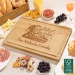 Personalized Magic Santa Claus FSC Bamboo Charcuterie Cutting Board with Engraved Text and Juice Groove Housewarming Christmas Gift for Family