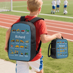 Personalised Multi-Color Children's Construction Vehicle Backpack Pencil Case Lunch Bag Set with Name Back-To-School Birthday Gift for Boys Girls