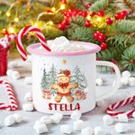 Personalised Cute Gingerbread Man 12 oz Cocoa Enamel Mug with Name Daily Use Christmas Gift for Kids Family