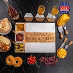 Personalized Engraved Name Kitchen Design Acacia Marble 11 Pcs Cutting Board Coaster Set with Bowl and Spoon Made in USA Housewarming Gift for Family