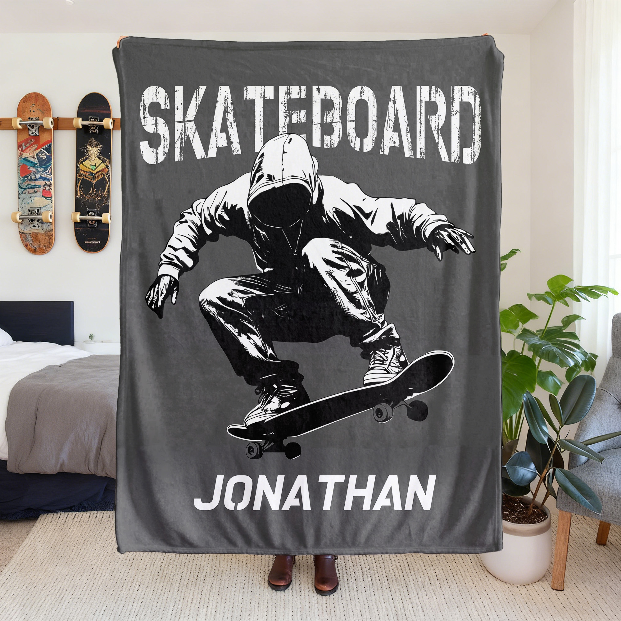 Couverture de Skateboard personnalisée avec nom Cadeau d'anniversaire de Noël pour la famille, les amis, les enfants et les adolescents