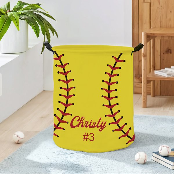 Cesta de almacenaje impermeable multideporte personalizada con asa Nombre y número Regalo de inauguración de la casa para los amantes del deporte en familia