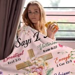 Personalised Birth Flower God Says I Am Bible Soft Throw Blanket with Name Birthday Baptism Gift for Christians Family Friends