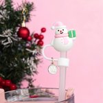 Reno Personalizado Muñeco de Nieve Árbol de Navidad Pajita Rosa con Inicial Charm Accesorio Regalo de Navidad para Familia Amigos