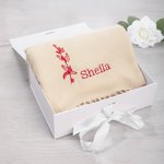 Personalized Super Soft Warm Scarf Shawl with Embroidered Birth Flower and Text Fashion Accessory Birthday Christmas Gift for Couple Family