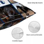 Personalized Nine-Square Grid Photo Horseshoe Soft Throw Pillow Cover with Name and Initial Home Decor Equestrian Game Day Gift for Horse Lovers