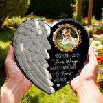 Personalized Angel Wing Heart Memorial Photo Garden Stone with Name Garden Decoration Memorial Gift for Loss of a Loved One Pet Owners