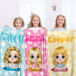 Personalized Multicolor Daisy Cute Cartoon Character Crayon Soft Throw Blanket with Name Birthday Gift for Boys Girls