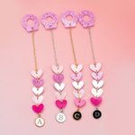 Personalized Pink Hearts Acrylic Tumbler Charm with Initial Daily Use Birthday Anniversary Gift for Women