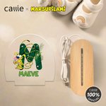 Personalisierte Long-Tailed Leopard Marsupilami Oval LED-Nachtlicht mit Namen und hölzernen Basis Geburtstag Geschenk für Kleinkinder Kinder | Callie × Marsupilami®