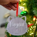 Personalized Cute Cat Face Ornament with Name Tree Decor Christmas Gift for Family Friend Cat Lover