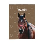 Personalisierte gemaltes Pferd Foto Hufeisen drucken weiche Decke mit Namen Home Decor Geburtstagsgeschenk für Pferdeliebhaber Familie Freunde