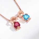 Personalized Cute Boy Girl Outline 1-6 Heart Birthstones Necklace Dainty Jewelry Gratitude Birthday Anniversary Gift for Women Kids