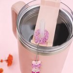 Personalized Pink Hearts Acrylic Tumbler Charm with Initial Daily Use Birthday Anniversary Gift for Women