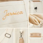 Personalized Embroidered Name Multi-Pocket Canvas Tote Bag with Shoulder Strap Daily Use Birthday Gift for Women