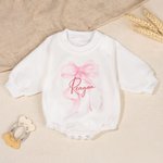 Personalisierte Bow Soft Long Sleeve Baby Mädchen Onesie Sweatshirt mit Namen Baby Dusche Geburtstag Geschenk für Neugeborene neue Eltern