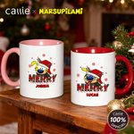 Personalized Long Tailed Marsupilami Merry Christmas 11 oz 15 oz Ceramic Mug with Name Christmas Gift for Family Friend | Callie × Marsupilami®