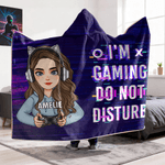 Personalised Gamepad Cartoon Character Soft Hooded Blanket with Name Home Decor Daily Use Birthday Gift for Teenagers Friends