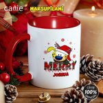 Personalized Long Tailed Marsupilami Merry Christmas 11 oz 15 oz Ceramic Mug with Name Christmas Gift for Family Friend | Callie × Marsupilami®