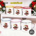 Personalised Long Tailed Marsupilami Merry Christmas 12 oz Enamel Mug with Name Christmas Gift for Family Friend | Callie × Marsupilami®