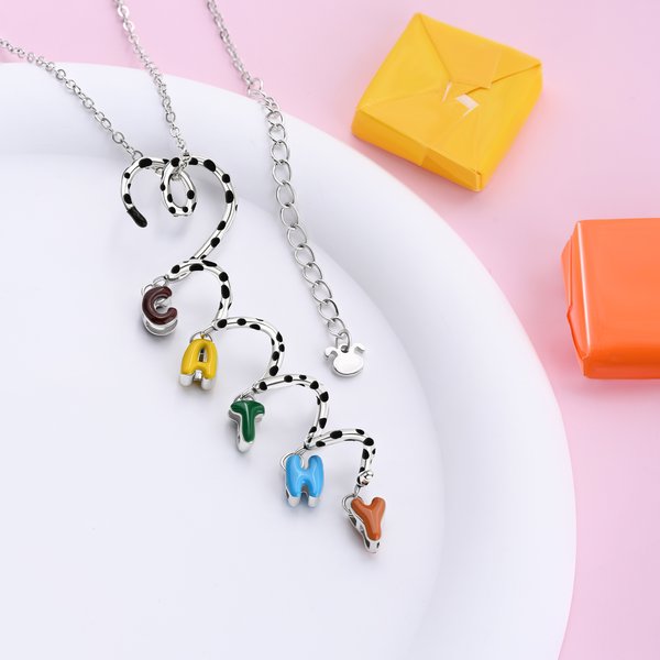 Personalised Long Tailed Marsupilami Shape Necklace with Bubble Letters Anniversary Birthday Gift for Women Girls | Callie × Marsupilami®