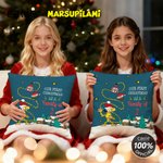 Personalized Santa-Hatted Long Tailed Marsupilami Throw Pillow Cover Home Decor Christmas Gift for Kids | Callie × Marsupilami®