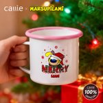 Personalised Long Tailed Marsupilami Merry Christmas 12 oz Enamel Mug with Name Christmas Gift for Family Friend | Callie × Marsupilami®