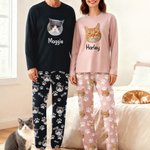 Personalised Multicolor Pet Face Photos Soft Long-Sleeve Lounge Pyjama Set with Name Birthday Gift for Pet Lovers Owners