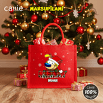 Personalized Long Tailed Marsupilami Large Capacity Jute Red Tote Bag with Name Christmas Gift for Women Girls | Callie × Marsupilami®